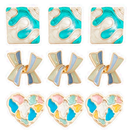 GORGECRAFT 1 Box 12Pcs Metal Enamel Shank Buttons 3 Styles 1 Hole Square Bowknot Heart Shape Vintage Alloy Decorative Sewing Coat Button for Clothing Bags Purse Decor Art Craft Projects