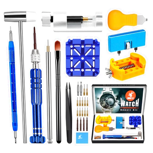 JOREST Watch Repair Kit, for Watch Battery Replacement & Watch Link Removal and Resizing & Watch Opener, Watch Repair Screwdriver Set, Watch Wrench Back Remover, Watch Cleaning, Spring Bar Tool