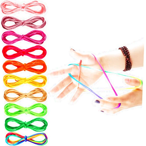 Poen 10 Pieces Cats Cradle String Finger Game String String Toy Supplies, 65 Inch Long, 10 Colors