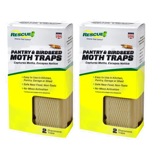 RESCUE! Pantry & Birdseed Moth Traps with Pheromone Lure - 2 Pack - 4 Traps