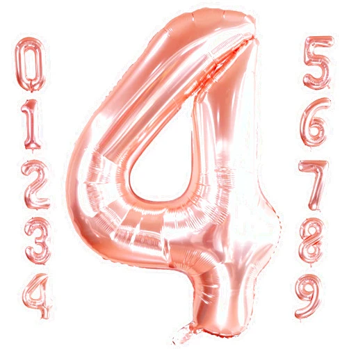 Lovoir 40 Inch Large Rose Gold Number 4 Balloon Extra Big Size Jumbo Mylar Foil Helium Balloons for Birthday Party Celebration Decorations Graduations Wedding Anniversary Baby Shower Supplies Engagement