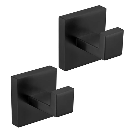 Taucent Bath Towel Hook, Matte Black Robe Hook for Bathroom Wall Mounted Heavy Duty Hook 304 Stainless Steel Robe Hooks for Bathroom Kitchen(2 Pack)