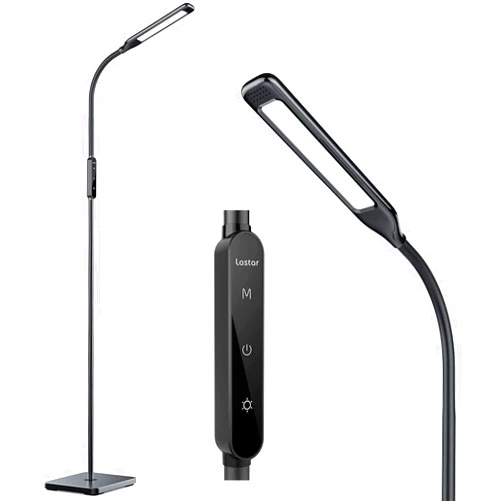 LASTAR LED Floor Lamp, Reading Lamp with 3000K-6000K & 4 Brightness Levels, Dimmable Standing Lamps for Living Room, Office with Flexible Gooseneck,Timer & Memory Function