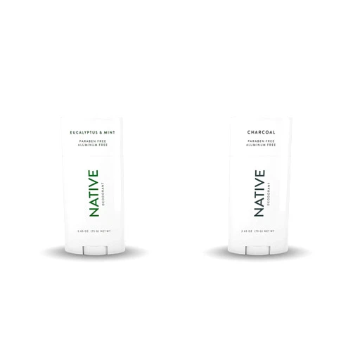 Native Deodorant - Natural Deodorant For Women and Men - 2 Pack - Aluminum Free, Free of Parabens - Contains Probiotics - Eucalyptus & Mint And Charcoal