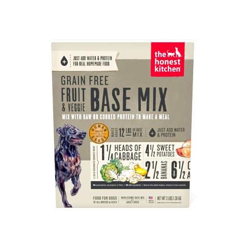 The Honest Kitchen Dehydrated Grain Free Fruit & Veggie Base Mix Dog Food (Just Add Protein), 3 lb Box