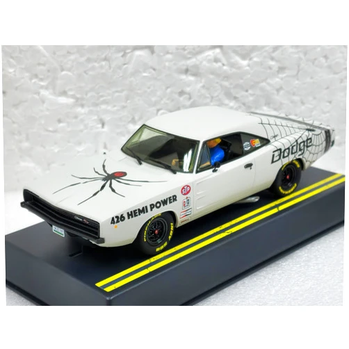 Pioneer Slot Cars Pioneer Street Muscle P143 Dodge Charger R/T Hemi 426 'Black Widow' Street Racers, Ice White 1:32 Slot Car