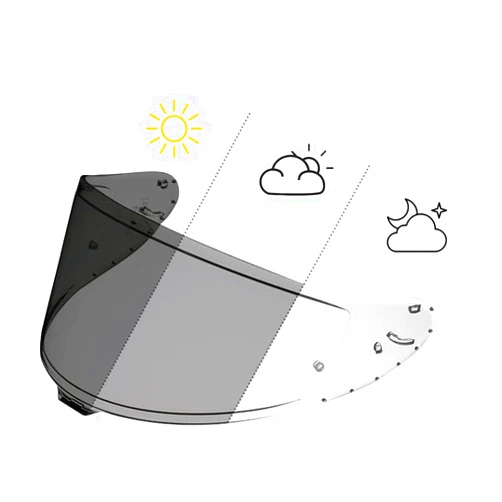 Puentemys CWR-F2 Photochromic (Clear/Smoke) Shield Helmet Visor Replacement for RF-1400, Z8, NXR2 Motorcycle Helmets
