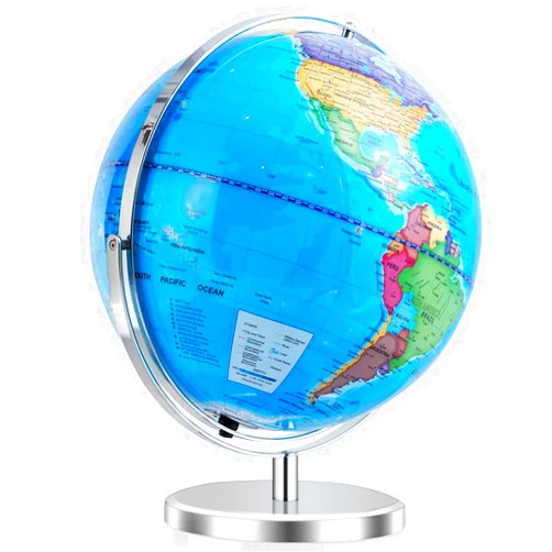 FANTASK LED Illuminated World Globe w/ 720 Degree Rotation Range, 13 Inch Educational Cartography Map w/Chrome-Plated Base Light for Children Home Office