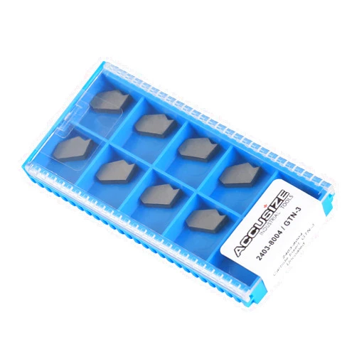Accusize Industrial Tools GTN-3 Uncoated Self-Lock Carbide Cut-Off Inserts, 0 Deg, Cutting Aluminum, 10 Piece Set, 2403-8004x10