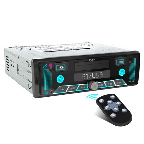 AKAMATE Single Din Car Radio Receiver: Bluetooth Car Stereo with Cell Phone Cradles - Push to Talk Assistant AM FM Aux-in USB Fast Charge 300W Amp Outputs APP Control