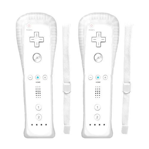 ADHJIE Wii Remote Controller, 2 Packs Wireless Controller Compatible with Wii/Wii U with Wrist Strap & Silicone Case, White