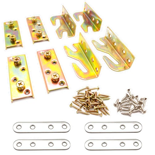 Lesnala 4-Piece Bed Railing Bracket Used to Connect Wood, Bed Replacement Parts, Headboard and Footboard Fixing Fittings Wooden Bed Frame Used to Connect Headboards Footboards (Screws Included)