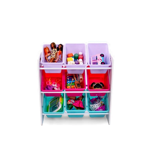 Humble Crew Forever Toy Storage Organizer with 9 Storage Bins, White/Pink/Purple/Aqua