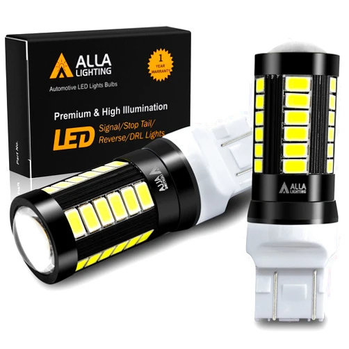 Alla Lighting 2800lm T20 7440 7443 LED Bulbs, White Reverse/Signal/Brake Tail/DRL Lights 7444 7443LL 7441 W21W 6000K Xenon Xtreme Super Bright 12V 5730 33-SMD Upgrade