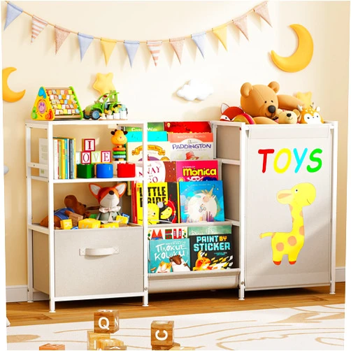 Aokitsink 3 Side Kids Bookcases Montessori Bookshelf Nursery Book Shelves and Toy Storage with Drawer Childrens Sturdy Metal Toddler Bookshelf Organizer for Kids Rooms Playroom Kindergarten