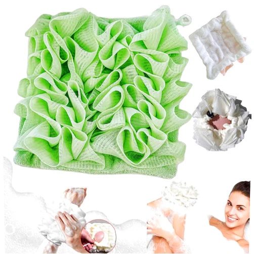 Generic Leefa Loofah, The Leeffa Soft Loofah and Washcloth, Leeffa Loofah, 2 in 1 Bath Loofah Sponge, Loufee Loofah Washcloth, Shower Loofah with Drawstring, Travel Loofah (Green)