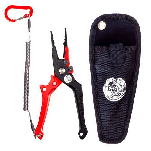 Bafup Kraken Bass Fishing Pliers (Fishing Pliers) - Aluminum Braid Cutters Split Ring Pliers Hook Remover Fish Holder with Sheath and Lanyard