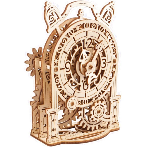 UGEARS Vintage Alarm Clock 3D Puzzle - Wooden Model Kit for Adults to Build - Mechanical Model Desk Clock Making Kit - 3D Jigsaw Puzzle Wood Toy Clock - DIY Brain Teaser Puzzle Construction Set
