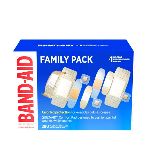 Band-Aid Brand Adhesive Bandages Family Variety Pack, Sheer & Clear Flexible Sterile Individually Wrapped Bandages for First Aid Wound Care for Minor Cuts & Scrapes, Assorted Sizes, 280 ct
