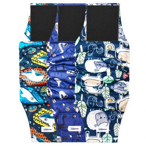VUNCESSIN Washable Male Dog Diapers Reusable, Premium Dog Belly Bands for Male Dogs Medium, Pack of 3, High Absorbing Male Dog Pee Wraps for Doggie in Incontinence or Excitable Urination and Training(M)