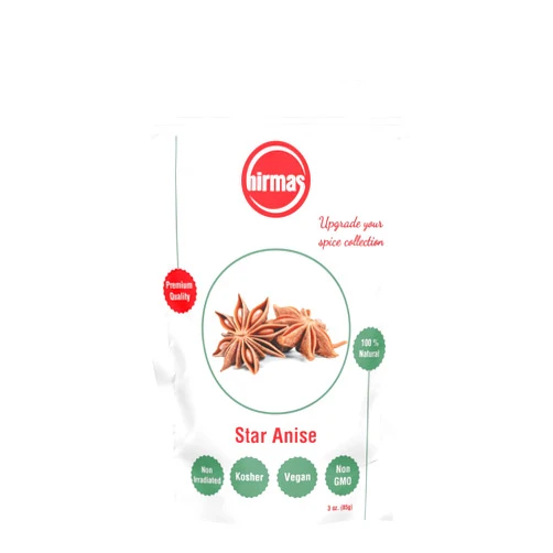 Hirmas – Star Anise 3 oz Resealable Bag | 100% Natural Whole Chinese Star Anise Pods | Dried Anise Star Spice, Crafting Culinary Magic for Cooking, Baking and Tea Bliss, Gluten Free, Vegan, Keto-Friendly