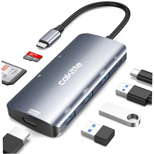 Cakitte USB C Hub, 7-in-1 USB C to HDMI 4K@60HZ, Multiport Adapter with 3 High-Speed USB 3.0 Ports, SD/TF Card Reader, Support 100W PD, Type-C Hub HDMI Adapter for Mac, MacBook Pro, Laptop, Smartphone