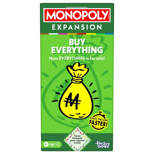 Monopoly Buy Everything Expansion | Add More Fun to Classic Monopoly Game and Play Faster | Ages 8+ | 2-6 Players | 40 Mins. | Family Board Games | Kids