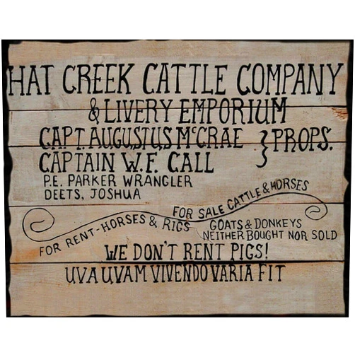 HCHANA Lonesome Dove Metal Tin Signs Hat Creek Cattle Company We Don't Rent Pigs Wall Decor Gifts Bar/Home/Outdoor 8 X 12 Inches