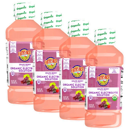 Earth's Best Organic Toddler Drink, Organic Electrolyte Solution for Children 2 Years and Older, Organic Grape Berry Drink with Zinc, 1 Liter Bottle (Pack of 4)