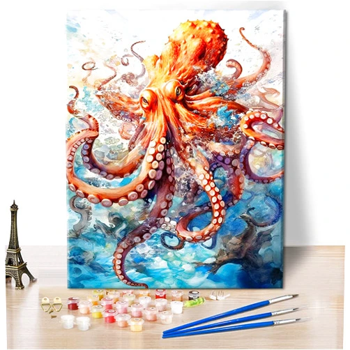 TUMOVO Paint by Numbers for Adults Beginner Octopus Paint Number Kits Sea Animals Adult Paint by Number Sea View Adult Paint by Number Kits DIY Oil Painting Kits Gift for Kids, 16 x20 Inch