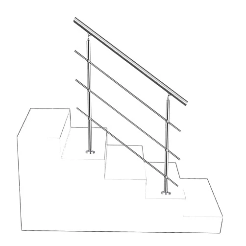 LXYu-Stair handrail Stair Railing Handrail, Stainless Steel Rail Bars for Indoor Outdoor Staircase, Installation Kit, Ground Installation