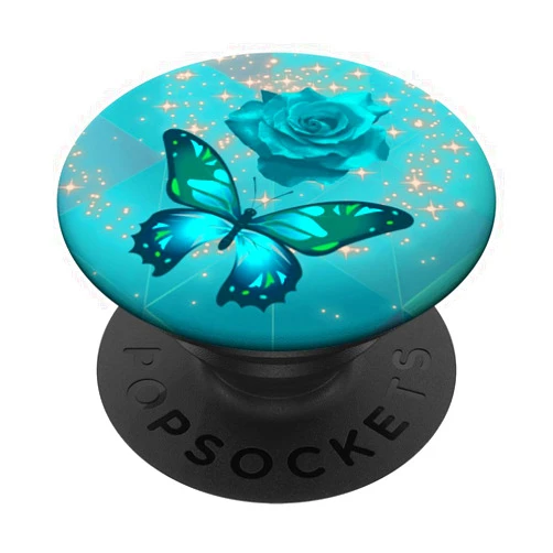Butterfly Blue Cellphone Holder Pop Out Phone Grip Rose Butterfly Flower Cell Phone Button Pop Up Holder Teal PopSockets PopGrip: Swappable Grip for Phones & Tablets PopSockets Adhesive PopGrip