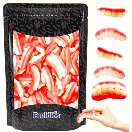 Fruidles Gummi Teeth Candy, Delicious Fruit Flavors Gummies (Half-Pound)