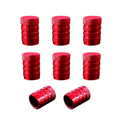 Ohleats 8 PCS Car Tire Valve Stem Caps, Anti Corrosion Anodized Aluminum Tire Air Caps for Most Vehicles, Leakproof Wheel Stem Cover with Rubber Seal, Universal Car Accessories (Red)