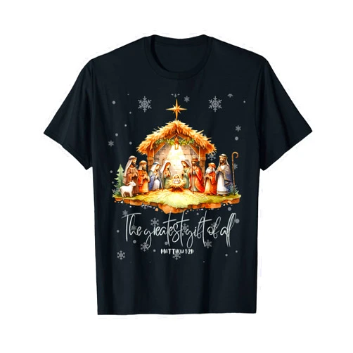 Jesus Nativity Christmas Gifts Christmas Pajamas Best Ever Christmas Cool Jesus Nativity Scene Christian T-Shirt