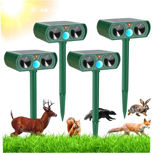 Lubatis 4 Pack Solar Animal Repellent Ultrasonic Repeller Cat Repellent Outdoor Motion Activated Deer Repellent to Keep Rat, Squirrel, Raccoon, Skunk, Rabbit, Dog, Cat Away