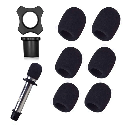 Yingruier Microphone Covers， 6 Pack Foam Microphone Windscreens with Silicone Microphone Handheld and Microphone Ring Suitable for Most Standard Handheld Microphone