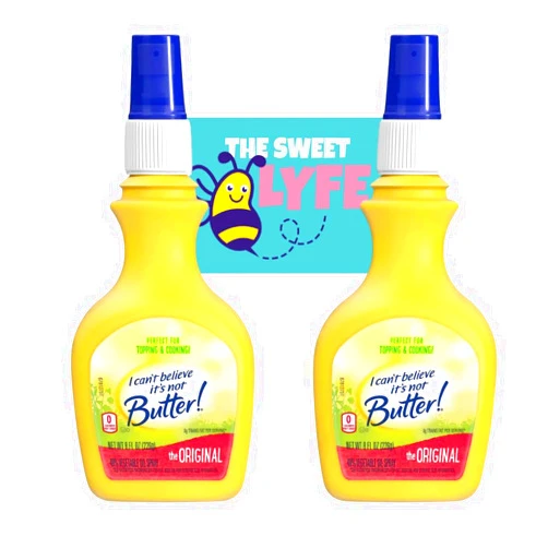 THE SWEET LYFE I Can't Believe It's Not Butter Spray 12 oz (2-Pack) Non Dairy Butter Alternative, Plant Based Butter Spray for Popcorn, Cooking, Vegetables and More - Bundled with The Sweet Lyfe fridge magnet