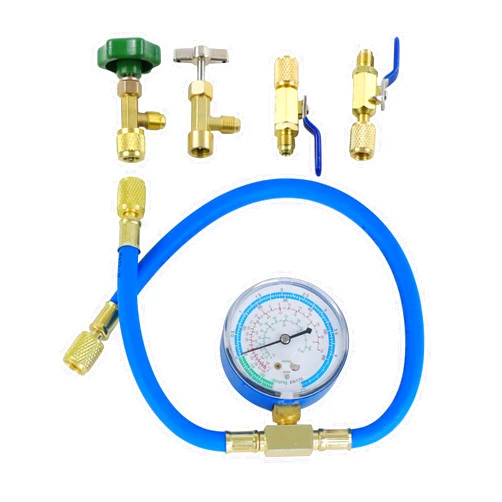 Wisepick R290 and R600A Charging Hose and Gauge Set with Can Tap and Shut Off Valves