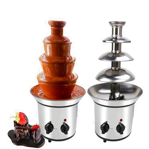 Pleasthome 4 Tiers Stainless Steel Chocolate Fondue Fountain,2-Pound Capacity, Easy To Assemble,Perfect For Chocolate, Nacho Cheese, BBQ Sauce, Ranch, Liqueurs