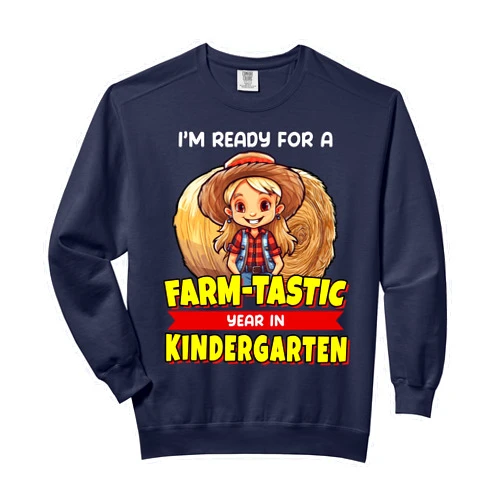 Presto Ready for Back to School Kids Career Teez Cute Kindergarten Ready for Back to School Farmer Girl Comfort Colors Adult Sweatshirt