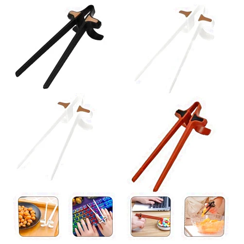 Scooken 4 Pcs Finger Chopsticks for Gamers Snack Grabber Tongs U Bracket - Finger Chips Snack Gamer Chopsticks for Gaming - Reusable Dishwasher Safe Plastic Chopstick - Chopsticks Helper Snacking Tool