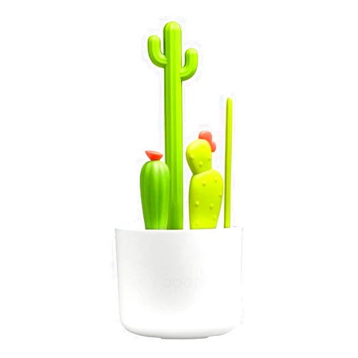 Boon Cacti Bottle Cleaning Brush Set - Includes Bottle Brush, Nipple Brush, Detail Brush, and Straw Brush - Baby Bottle Brush Set for Bottle Drying Rack - Baby Essentials - 4 Count