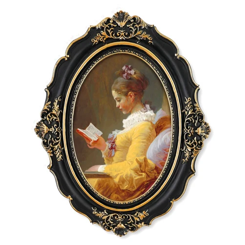 SIMON'S SHOP Vintage Oval Picture Frames 5x7 for Wall and Tabletop Display, Black Gothic 5x7 Picture Frame with Glass Cover, Antique Home Room Décor