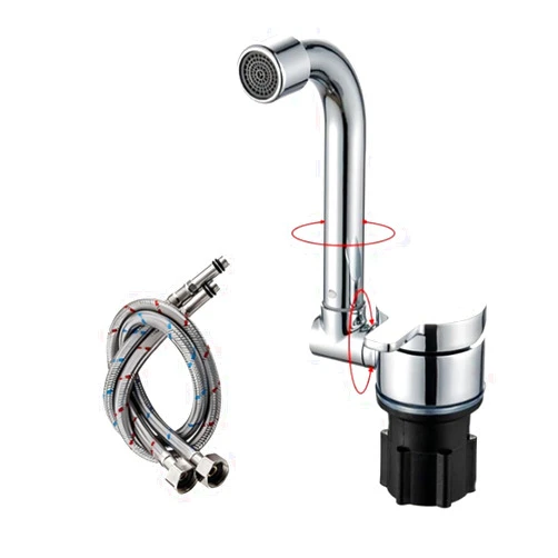 KAGOR Camper Faucet Folding Faucet RV Water Tap Cold and Hot Water 360 Degree High-end Kitchen Sink Faucet Spout Dual Knob Handles Brass Constructed & Chrome Polished G1/2