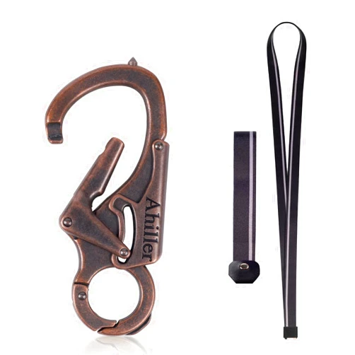 Ahiller Carabiner Keychain Clip, Double Lock Designed - Tungsten Steel Tip, Multifounction Tools for Camping, Hiking, Fishing, Outdoor Survival