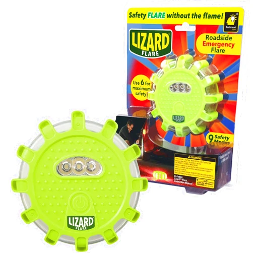 Lizard Flare Flameless LED Road Flares, As Seen On TV Magnetic Safety Flares for Emergency Kit for Vehicles, 15 LED Lights with 9 Safety Modes, DOT Compliant, 1 Count, Holiday Gift