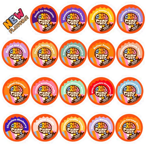 Crazy Cups Flavored Coffee in Single Serve Coffee Pods - Flavor Coffee Variety Pack for Keurig K Cups Machine, 20 Count