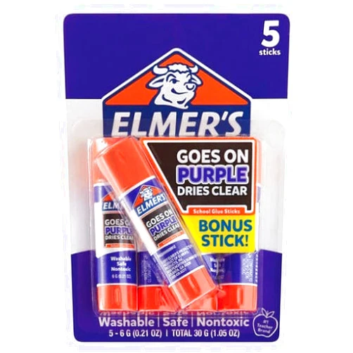 Elmer's School Glue Sticks 5ct - Disappearing Purple
