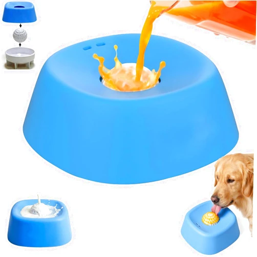 Generic Slow Feeder Dog Bowls for Liquid Treat，Lick Sphere Bowl with Rolling Balls for Bone Broth & Yogurt, Non-Slip Interactive Slow Eating Toy, Small Medium Large Breeds (Blue-1PC)